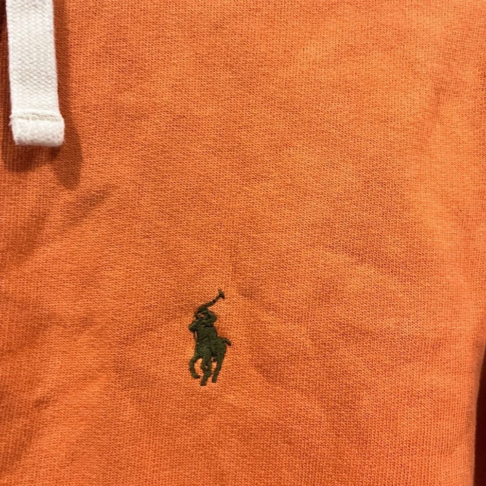 Vtg Polo Ralph Lauren Hoodie Mens‎ M Orange Jacket Full Zip Fleece  Y2K
